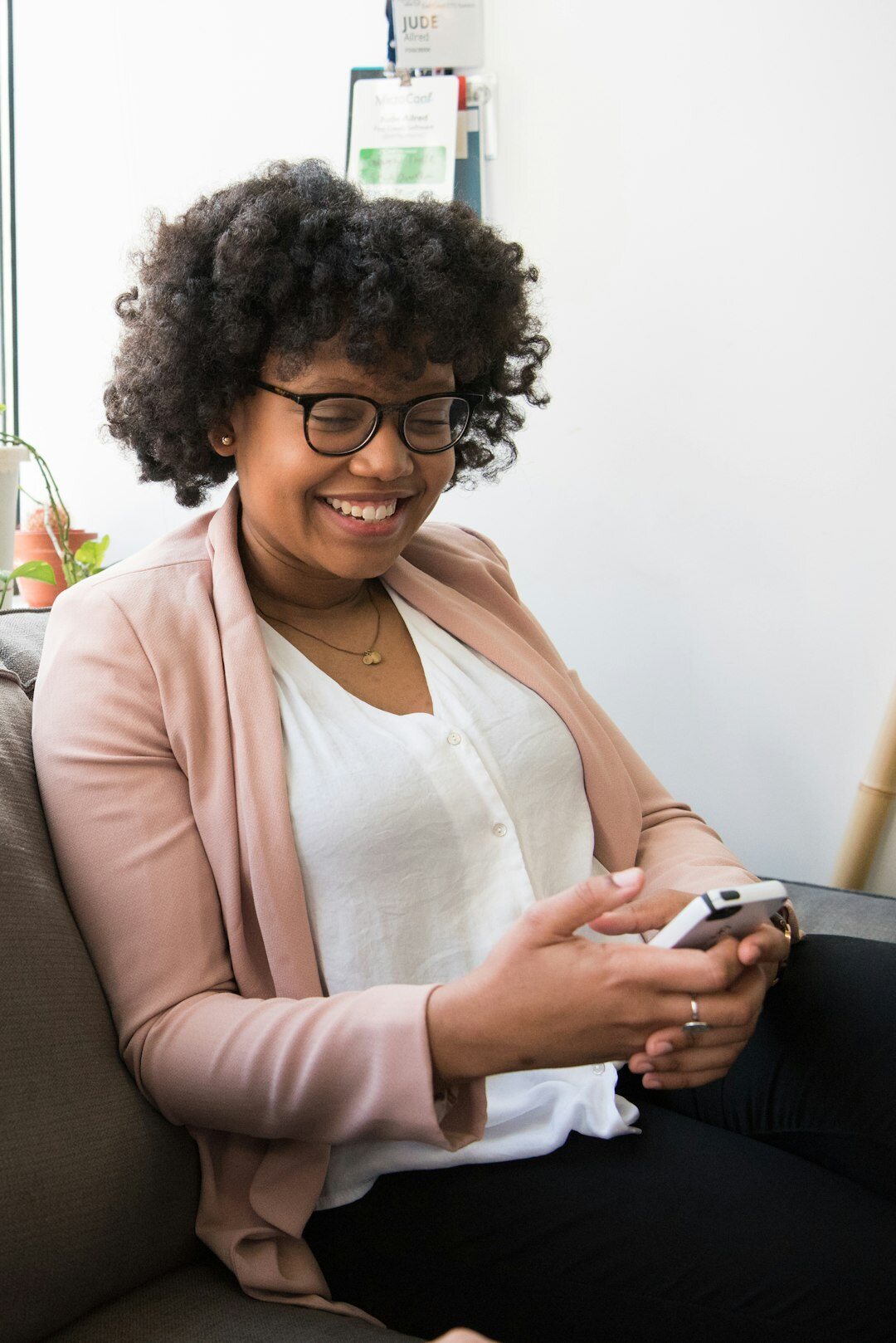 woman checking phone